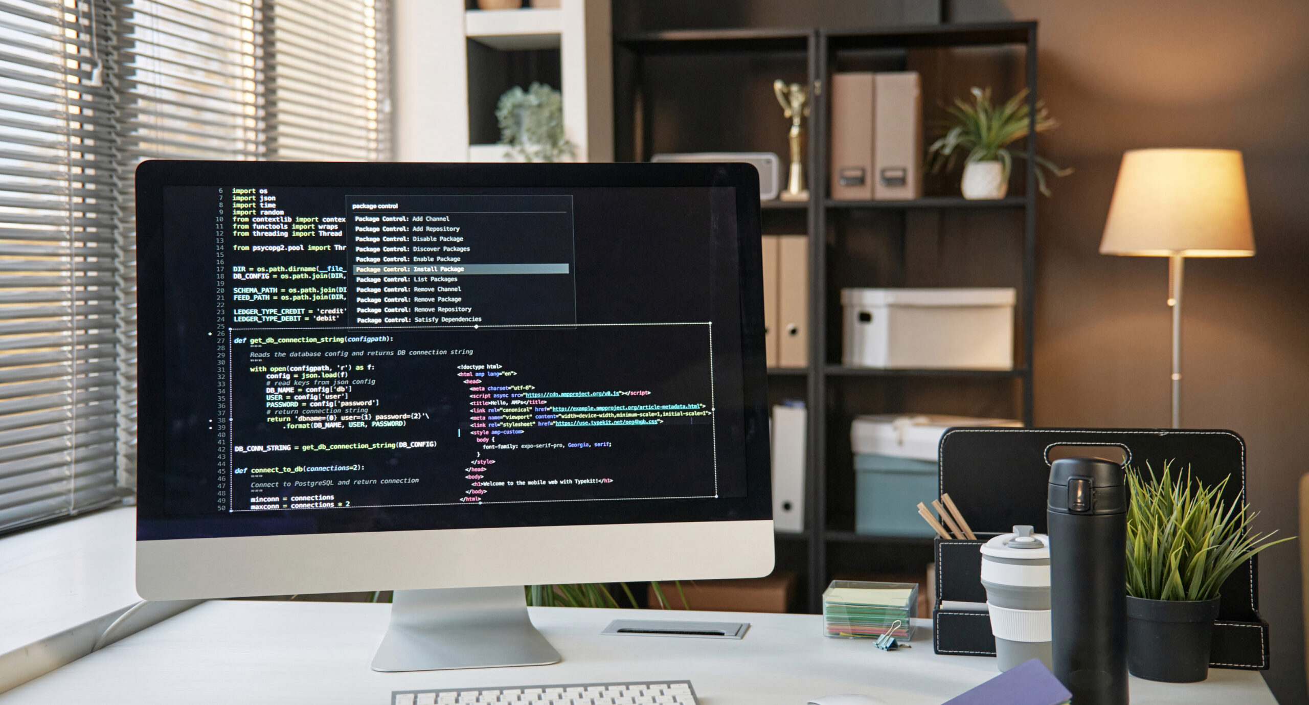 A computer screen on desk showing codes. DesPrime's full-stack developers ensuring websites or apps run smoothly.